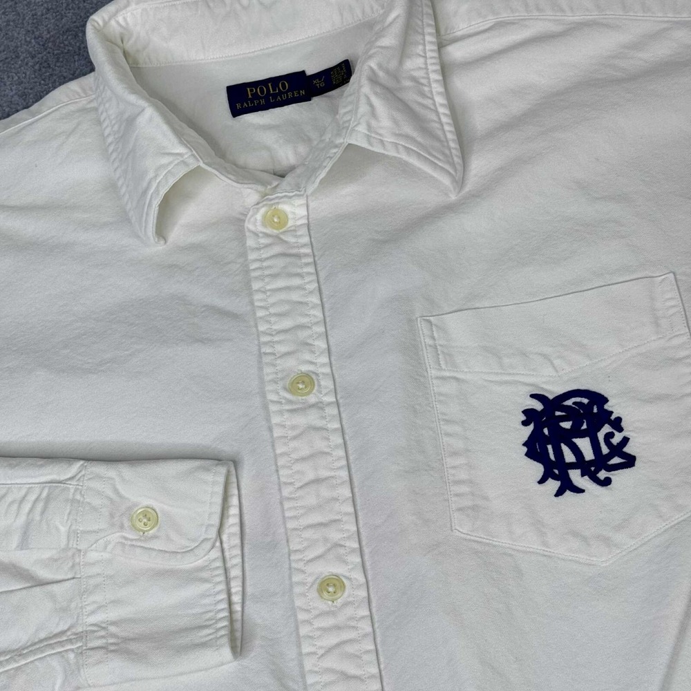 Polo Ralph Lauren Shirt Men's XL White Embroidered Pocket PRLC Preppy Academia
